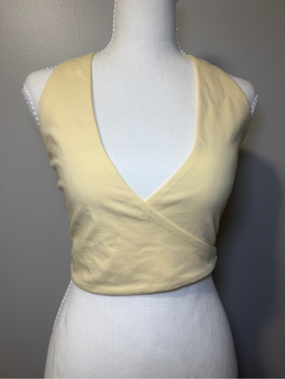 Garage Pale Yellow Wrap Crop Top
